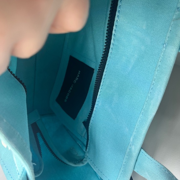 Marc Jacobs “The Tote Bag” Small Canvas Tote Blue Crossbody Bag Adjustable Strap - Picture 8 of 16